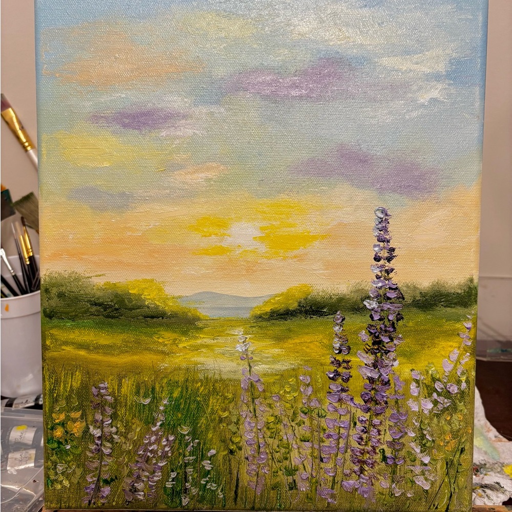 Sunset Meadow Canvas Art Oil painting